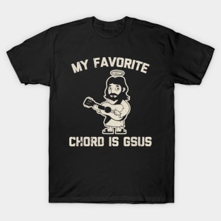 Vintage My Favorite Chord Is Gsus Tshirt Funny Catholic Jesus Guitar T-Shirt